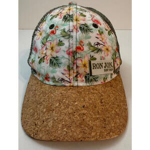 Ron Jon Surf Shop Hat Cork Flamingo Floral Mesh Adjustable Snapback Baseball Cap